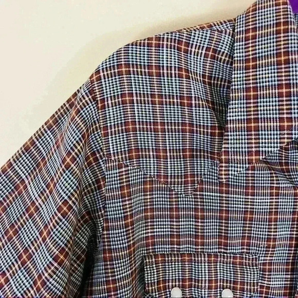 Vintage Dee Cee Western Plaid Sawtooth Shirt Pearl Snap Long Sleeve 15-32 - Picture 4 of 14